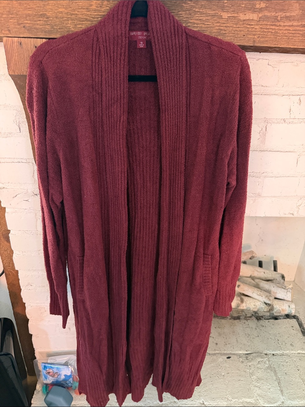 Barefoot Dreams Long Open-Front Cardigan Sweater - Burgundy